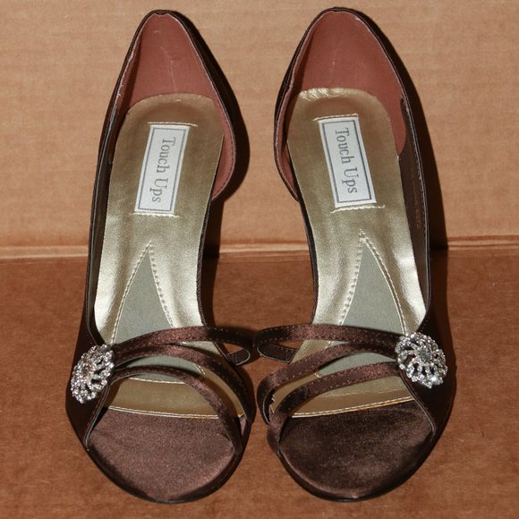 TOUCH UPS Sharmain brown shoes women's size 9M evening heels - display - Picture 2 of 12